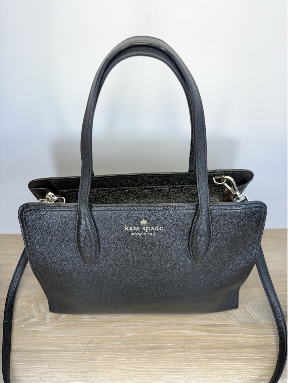 Kate Spade New York Women Medium Black Pebbled Leather Rowe Top Zip Satchel Bag - Picture 5 of 9